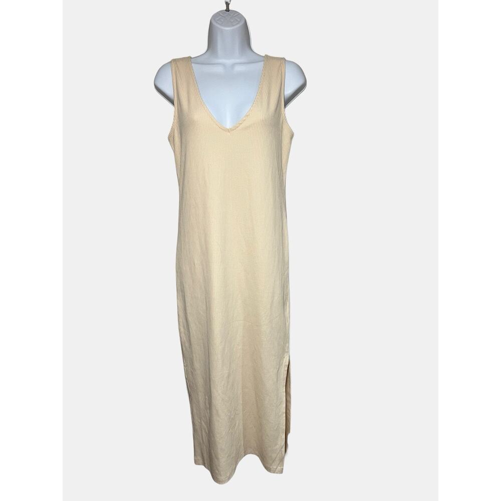 The Drop Hermela Ribbed Midi Dress Cream Sleeveless Bodycon Sz S NWT
